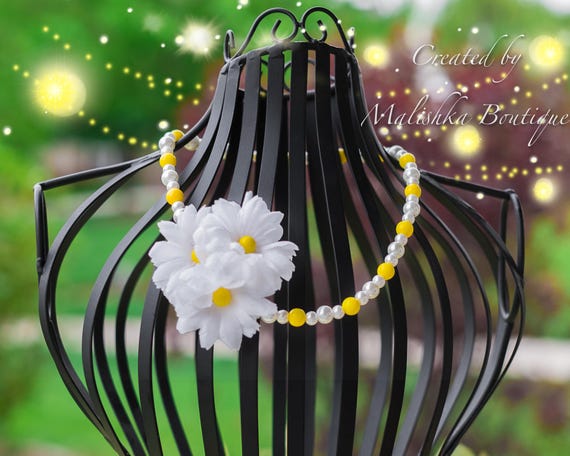 HADIE White daisy pearl necklace