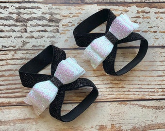 Glitter Bow Barefoot Sandals, Baby Girl Newborn Photo Prop Cake Smash Outfit, Stretchy Elastic Foot Bands Shower Gift, shimmer frosted