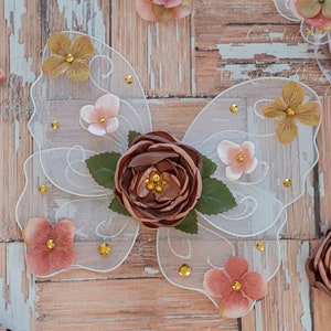 Butterfly Fairy Wings, Baby Girl Cake Smash Photo Outfit, Glitter Swirls, Dusty pink peach beige flowers, Birthday Costume, Pixie Party