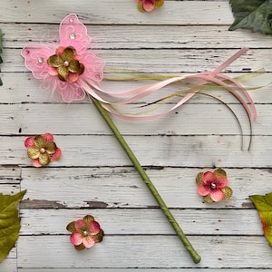Fairy Wand, Flower Butterfly with streamers, cake smash photo prop costume, sparkly 6 month photos outfit