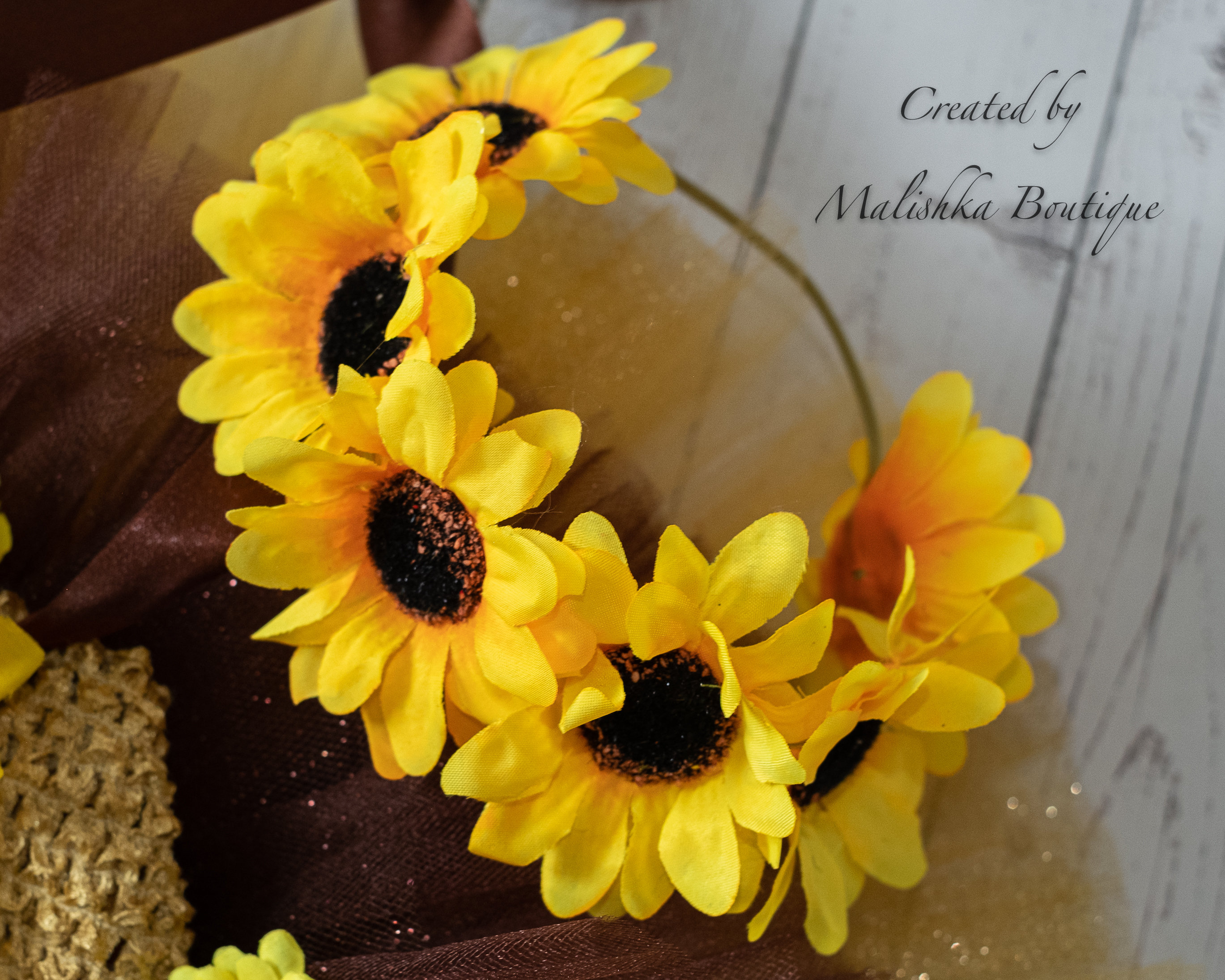 Sunflower Halo Headband, Baby Girl Elastic Hair Crown, Newborn Summer Party, Cake Smash Photo Prop Outfit, Half Birthday 6 month photography