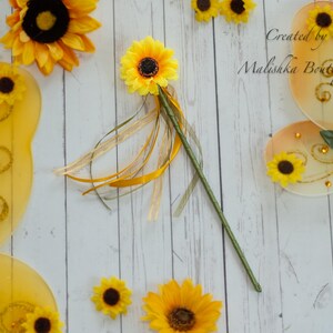 Sunflower Fairy Wand, Wooden Ribbon Streamers Baby Girl Costume, Silk Flower Moss Butterfly Cake Smash Birthday Outfit Photos, Toddler Gift