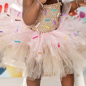 Donut Cupcake Cookie Tutu, Layered sprinkles, Cake Smash Party Photo Prop, Baby Girl Glitter, 6 month half birthday, Summer Shower