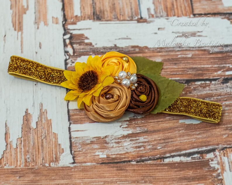 Sunflower Headband Baby Girl Fabric Flower Fall Birthday Cake Etsy