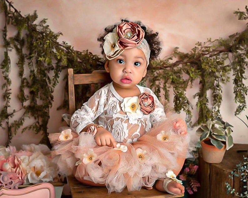 Baby Girl Cake Smash Outfit Glitter Tutu With Flowers and Etsy