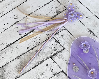 Lavender Fairy Wand, Flower Butterfly with streamers, cake smash photo prop costume, sparkly 6 month photos outfit, Pale Light Lilac