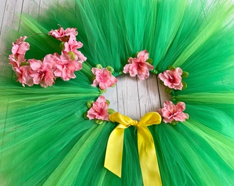 Jupe Luau, serre-tête couronne de cheveux, tutu en tulle fleur d'azalée en tulle, saumon corail, pomme, gâteau smash party élastique Hawaï, accessoire de séance photo pour bébé