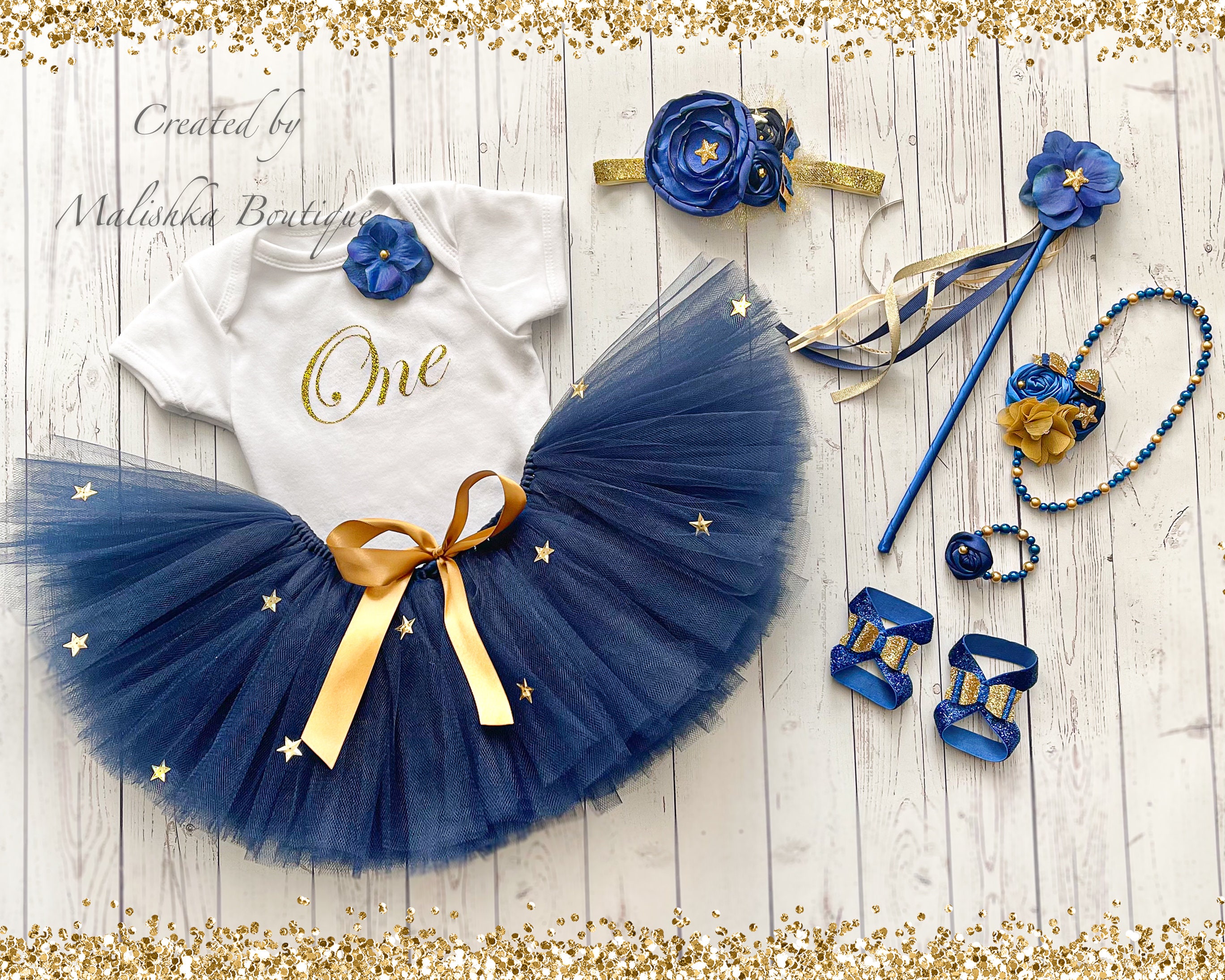Tenue 1er Anniversaire Bébé Avec Short Et étoiles/lune - Thème Twinkle Twinkle - Neuf Fait Main
