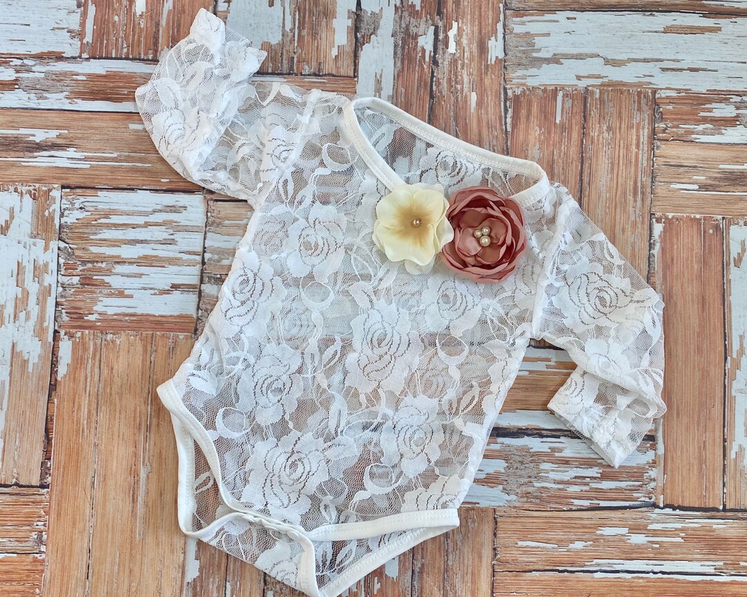 Baby Girl Lace Bodysuit Long Sleeve Cotton Top With Ribbon - Etsy