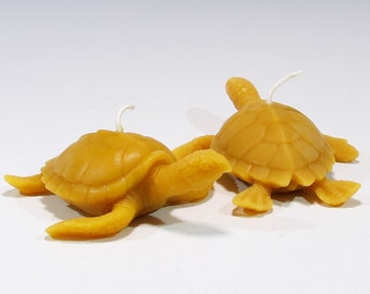 Hand Poured Beeswax Sea Turtle Candles: Honey Scented Nautical Decor