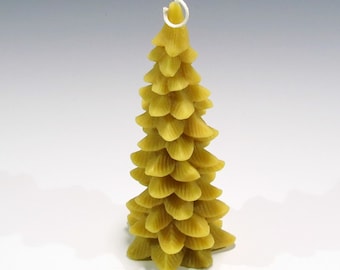 Beeswax Christmas Tree Candle: Handcrafted Honey Scented Pillar