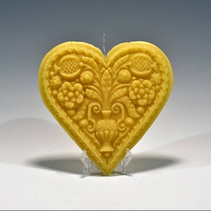 Beeswax Springerle Heart Vintage Springerle Heart Beeswax Ornament Beeswax Heart Decoration Folk Art Heart Ornament Valentine&#39;s Day Heart