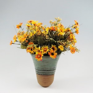Coil Built Ceramic Vase Fluted Flower Vase Rustic Ceramic Flower Vase Green Pottery Vase Handbuilt Vase Tall Pottery Vase Cone Shaped Vase