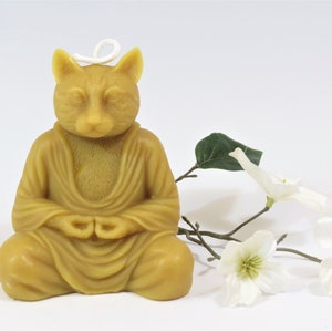 Beeswax Cat Buddha , Meditating Cat Buddha , Cat Lover Candle , Buddha Candle , Meditation Candle , Meditating Yoga Kitty ,  Zen Cat Buddha