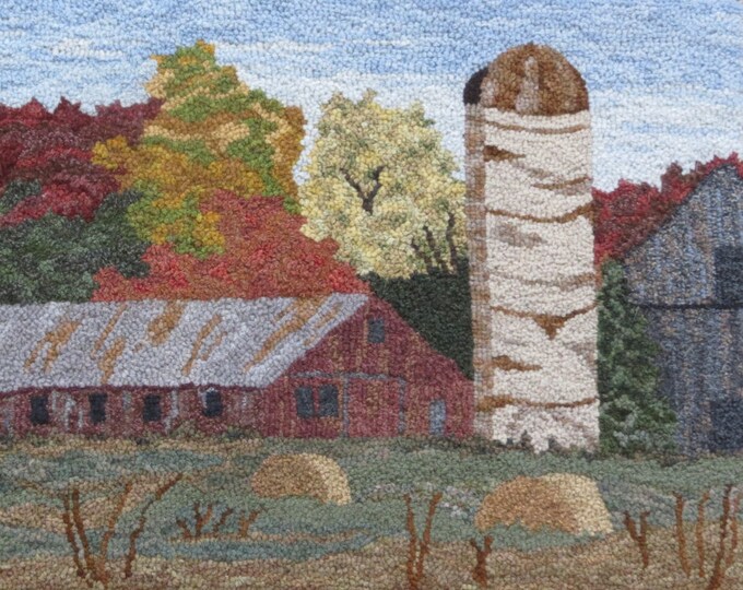 Hand Hooked Pennsylvania Barns II Hand Hooked Wall Hanging Hooked Rug