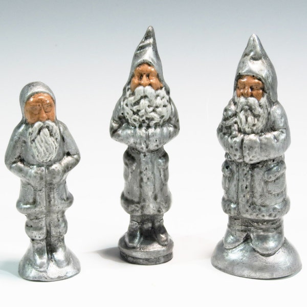 Three Chalkware Santa's Chalkware Belsnickle Santa Clause Belsnickle Cast Using Antique Chocolate Molds