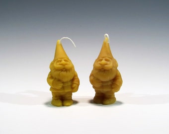 Beeswax Elf Candle Pair: Santa's Helper, Garden Gnome