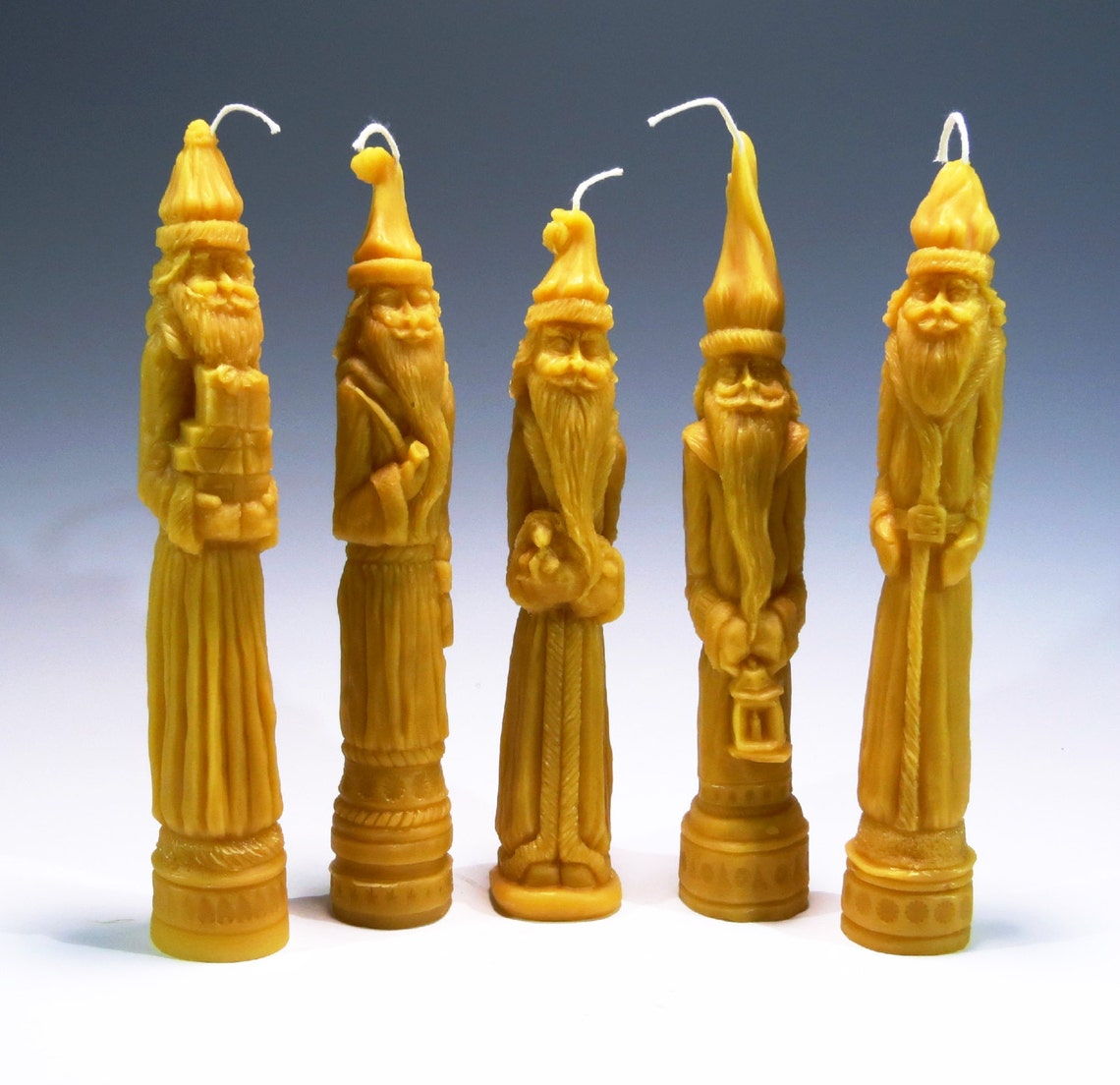Beeswax Santa Candles Set of 5 Beeswax Advent Candles Pencil Etsy