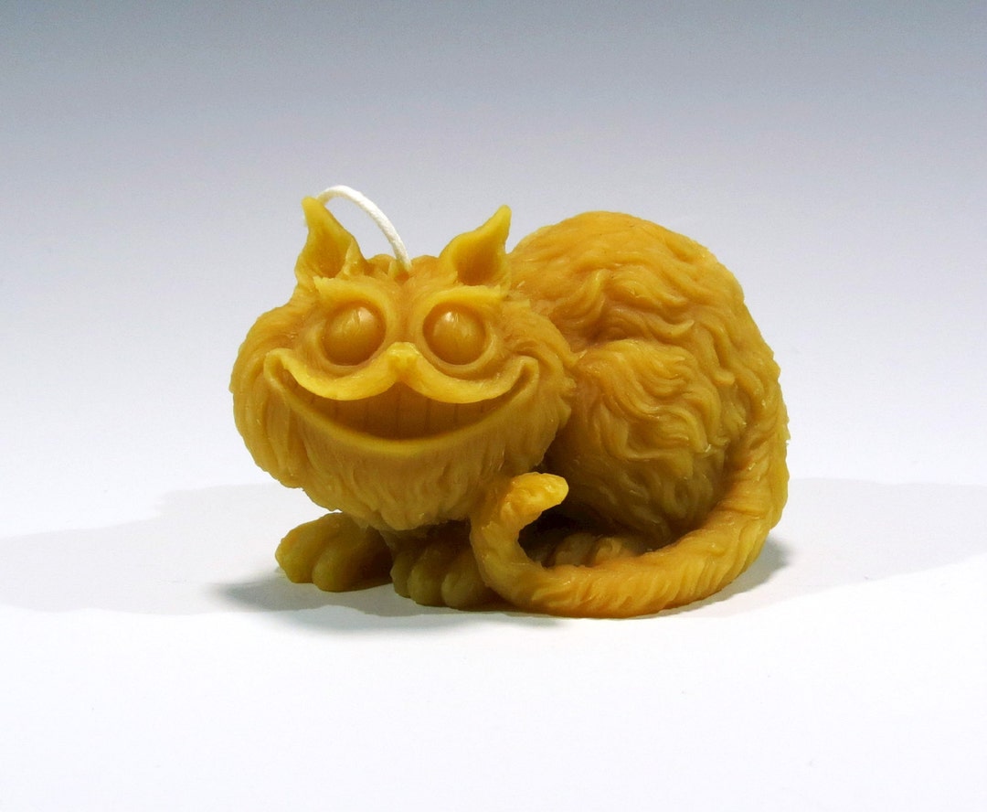 Beeswax Cheshire Cat Candle Sculpted Cat Candle Alice in Wonderland Highly Detailed Cat Candle