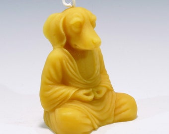 Beeswax Dog Buddha Candle: Meditating Zen Decor