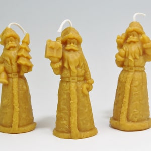 Santa Candles (3), Christmas Decoration, Beeswax Honey Scented Holiday Candle, Set of Santa Votives, Christmas Decor, Christmas Ornament