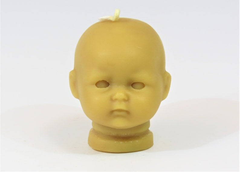Creepy Doll Head Baby Shower Candle Beeswax Infant Candle Etsy