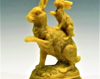 Beeswax Rabbit Sculpture: Antique Chocolate Mold Easter Ornament