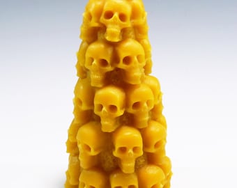 Beeswax Skull Candle Stack, Halloween Decor, Witchcraft Altar