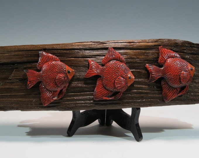 Ceramic Fish Wall Hanging Ceramic Fish Mounted on Driftwood Etsy