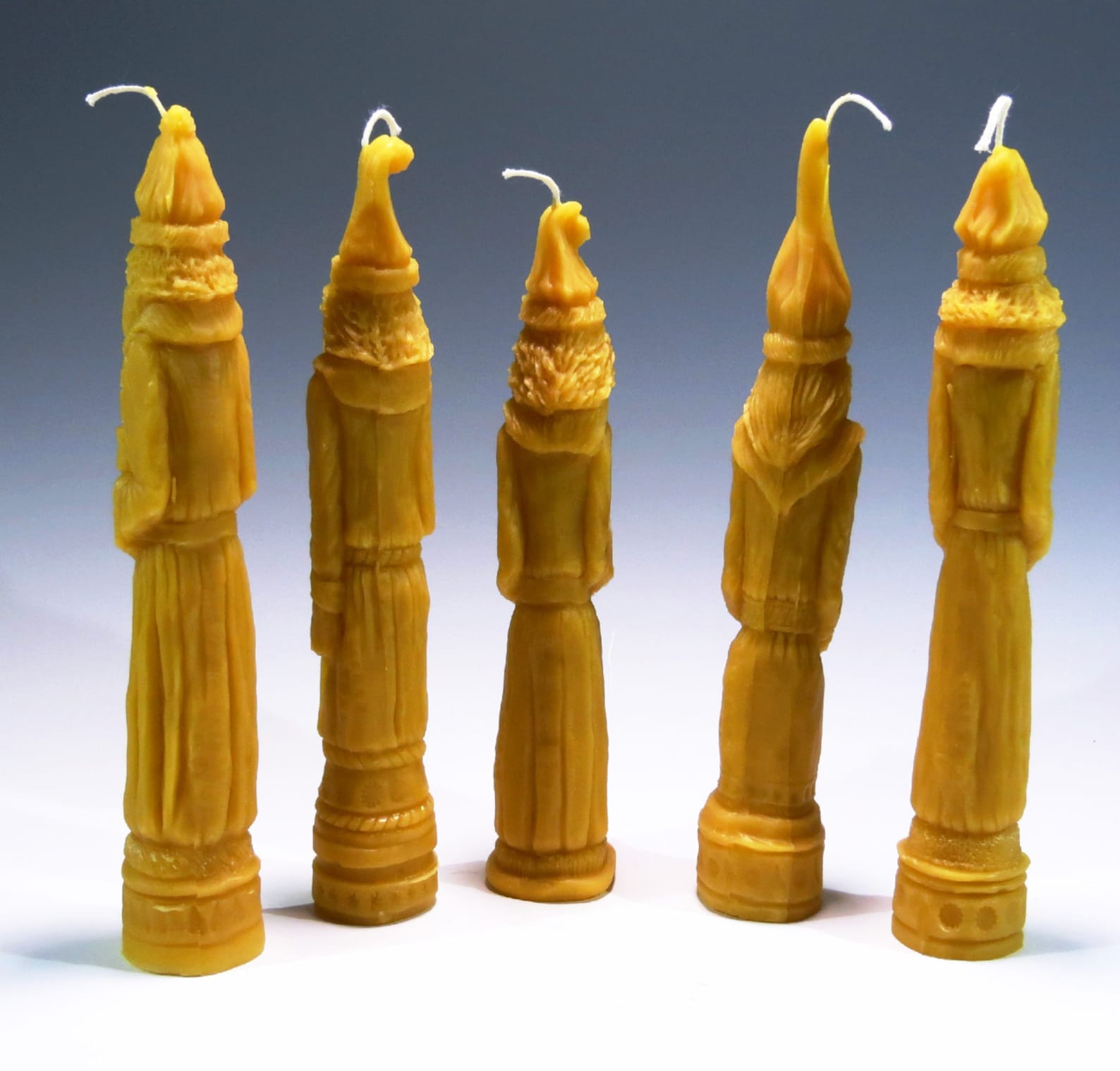 Beeswax Santa Candles Set of 5 Beeswax Advent Candles Pencil Etsy