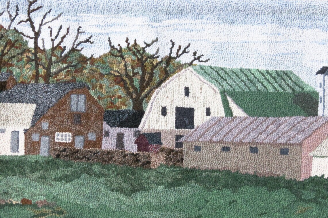Hooked Rug Pennsylvania Barns Hand Hooked Wall Hanging Hooked - Etsy