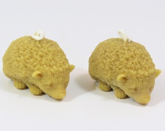 Hand Crafted Beeswax Hedgehog Candles (Set of 2)