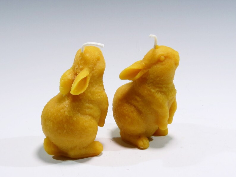 Two Beeswax Bunny Rabbit Candles Wildlife Candles Woodland Etsy