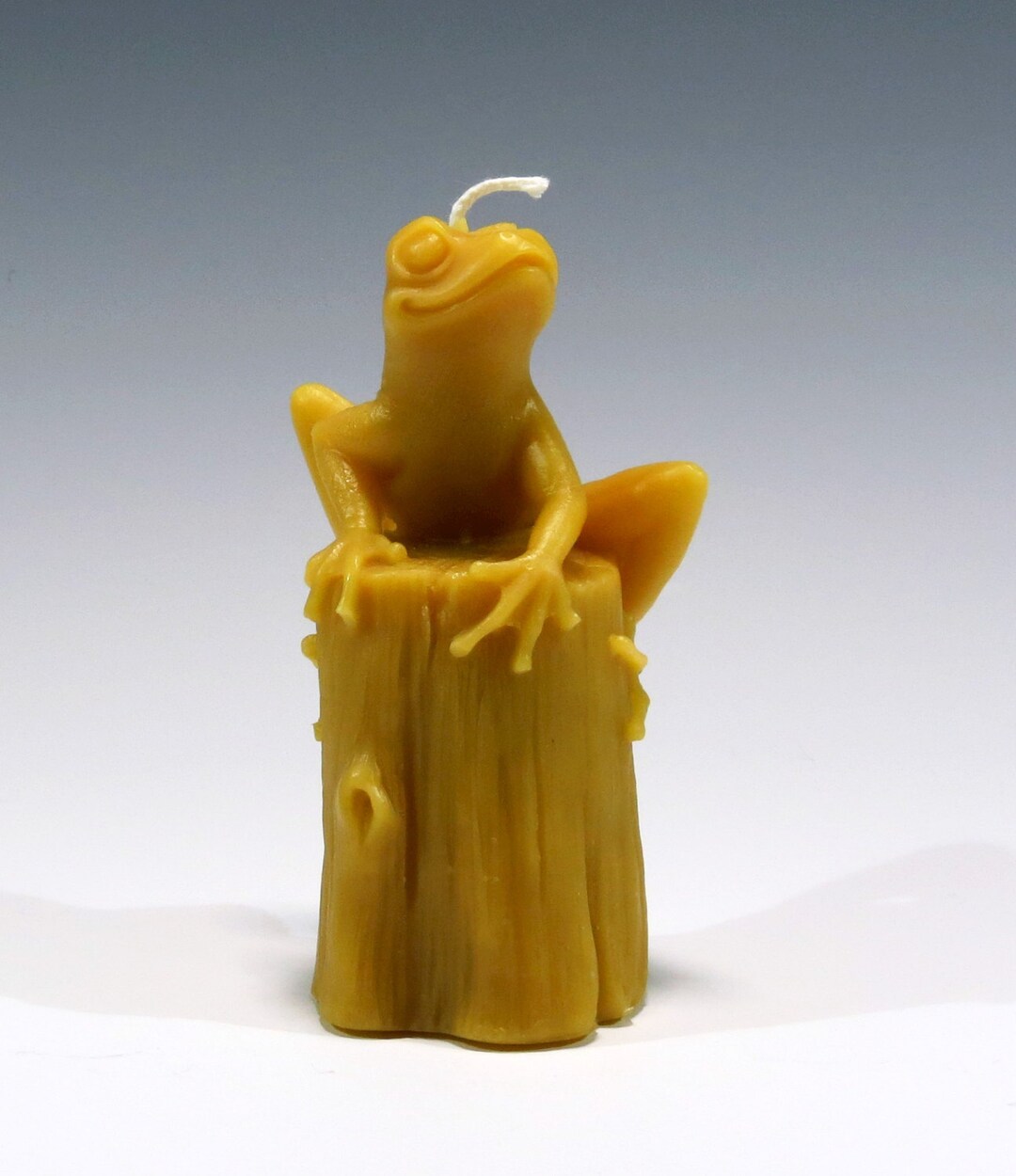 Beeswax Tree Frog Candle Frog on a Stump Candle Woodland Candle Frog