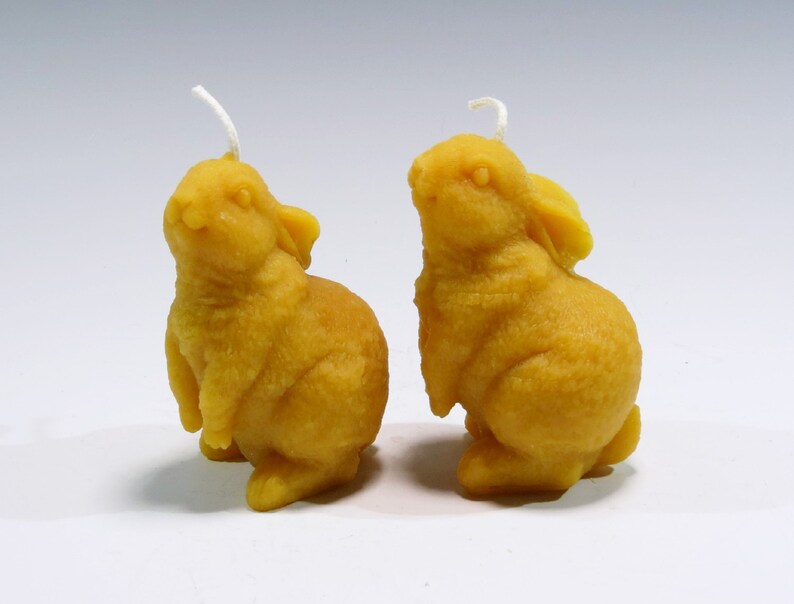 Two Beeswax Bunny Rabbit Candles Wildlife Candles Woodland Etsy