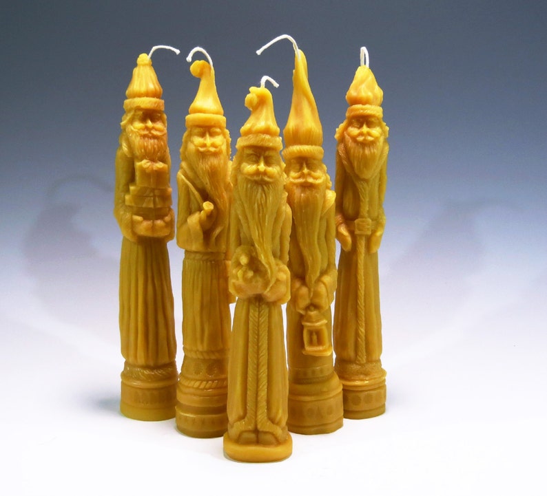 Beeswax Santa Candles Set of 5 Beeswax Advent Candles Pencil Etsy