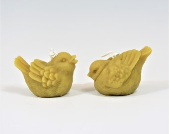 Beeswax Baby Bird Candle Pair: Handcrafted Honey Scented Decor