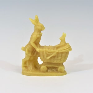 Beeswax Mother Rabbit Pushing Baby Rabbit in a Carriage Cast using Antique Chocolate Mold New Born Baby Shower Baby Carriage Easter Bunny image 5