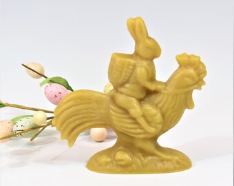 Beeswax Easter Decoration: Rabbit Riding Chicken Ornament