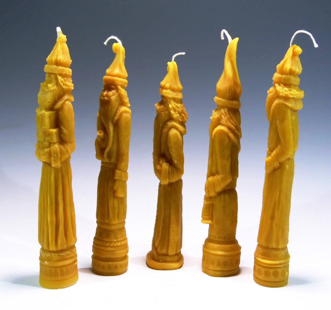 Beeswax Santa Candles Set of 5 Beeswax Advent Candles Pencil Etsy