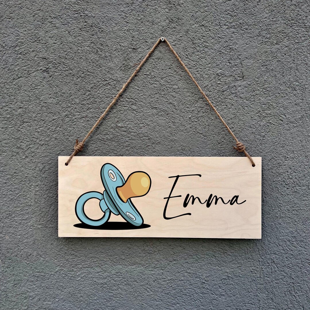 Personalized Baby Name Sign – Pacifier Nursery Decor, Birch Wood - Etsy
