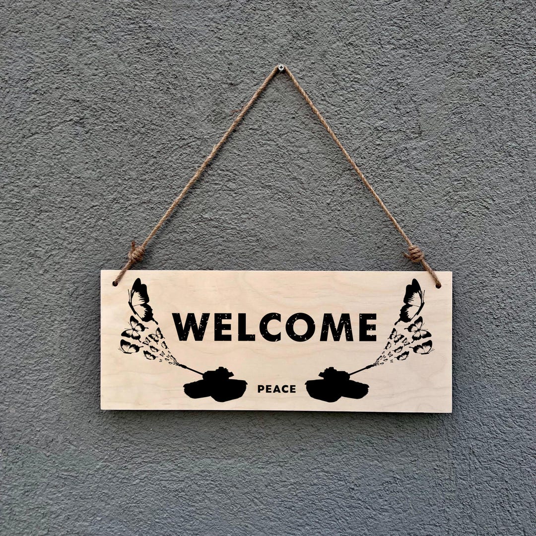 Welcome Peace Sign: Rustic Butterfly Birch Wood Wall Decor - Etsy