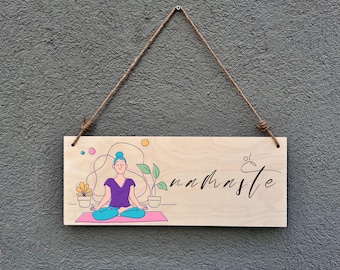 Letrero de pared de yoga Namaste: decoración colorida de madera para meditar, un regalo de mindfulness para amantes del yoga.