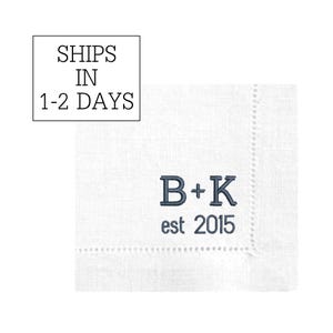 Custom Personalized Embroidered Monogrammed Linen Cocktail Napkins Dinner Napkins Cloth Beverage Coasters Personalized Gift Linen Napkins