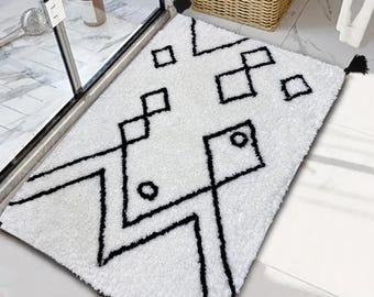 Badematte aus Baumwolle Bio-Badeteppich Bad Idee Zuhause Geschenk Waschbarer Teppich Einweihungsparty Geschenk Boheme