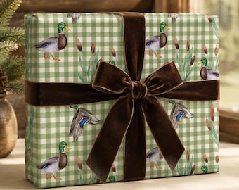 Boys Duck Wrapping Paper, Mallard Birthday Gift Wrap