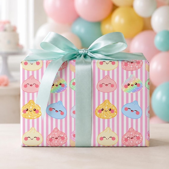 Glitter Dumpling Birthday Wrapping Paper Roll, Viral Squishy Gift Wrap
