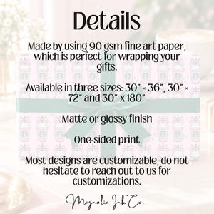 Pink Iced Coffee Wrapping Paper, Coquette Coffee Lover Gift Wrap, Bow and Star Birthday Paper for Teen Girls image 8