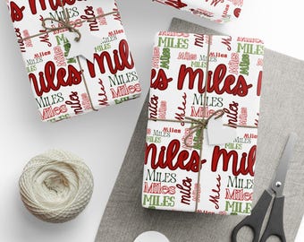 Personalized Classic Christmas Wrapping Paper, Custom Name Kid's Gift Wrap