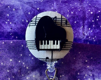 Music Notes, Piani, Saxophone, Treble Clef Badge Reel, Retractable ID Name Badge Holder Reel, Badge Clip Doctor Nurse Music Teacher Gift,